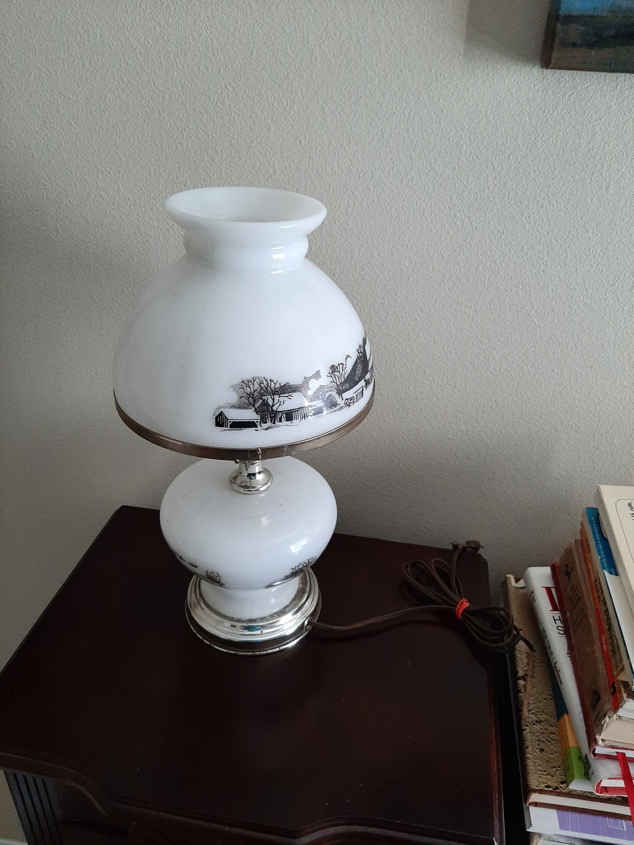 Currier and ives oil lamp on sale